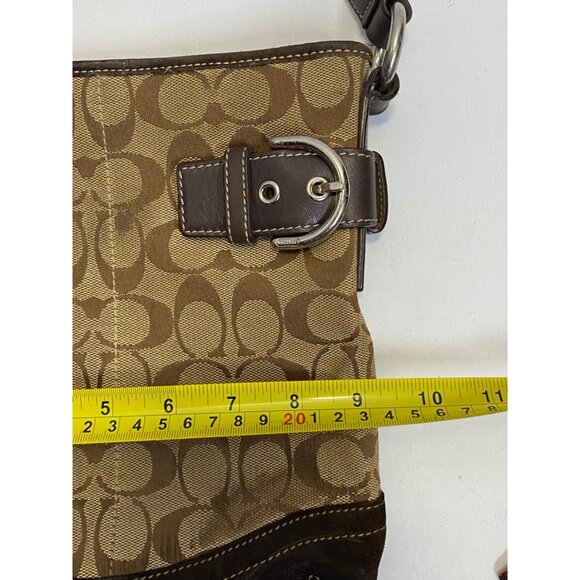 Coach Signature C Hobo Bag With Leather Trim & Adjustable Strap - Picture 8 of 10